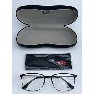 RAY BAN RX6494 Matte Black On Black 56 18 145 Square Metal Frames NWT